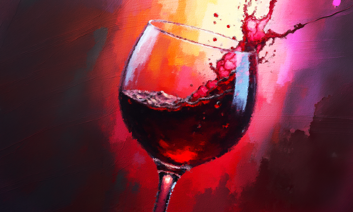 Watercolor painting of a glass of red wine. Credit: ABInternational / Shutterstock.