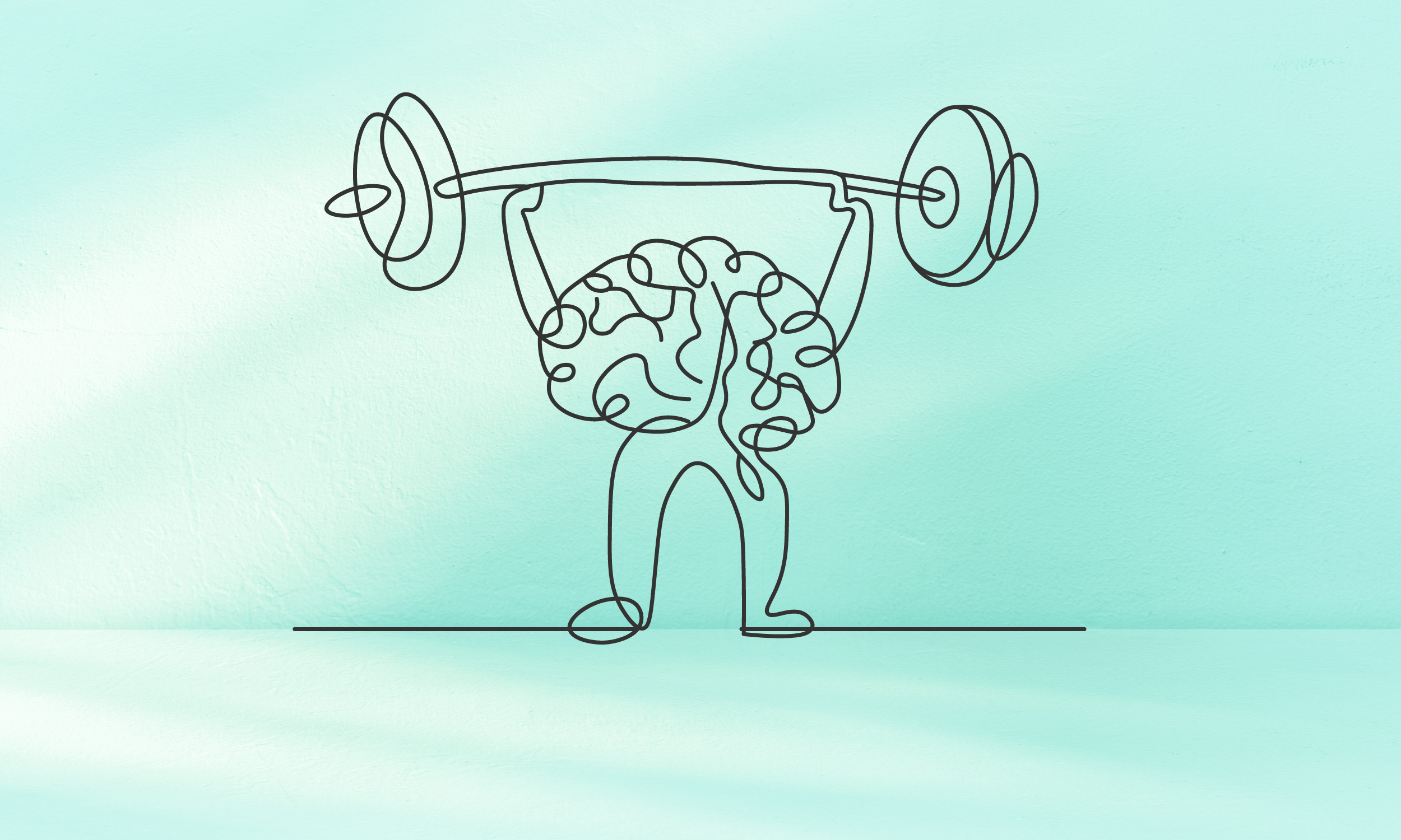 Continuous line drawing of brain lifting weight. Credit: Kdp Vibe / Shutterstock.