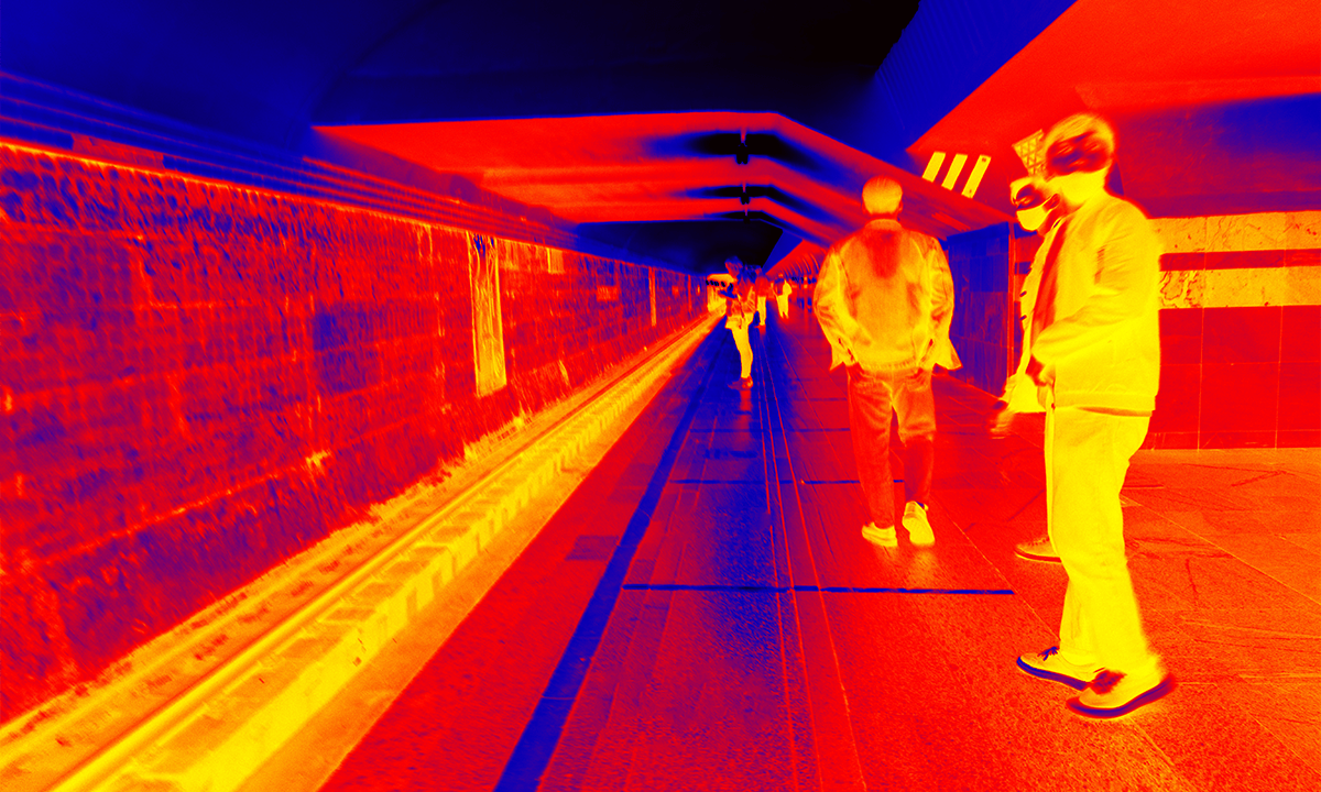 Thermal image of a railway station. Credit: Maximillian cabinet / Shutterstock.
