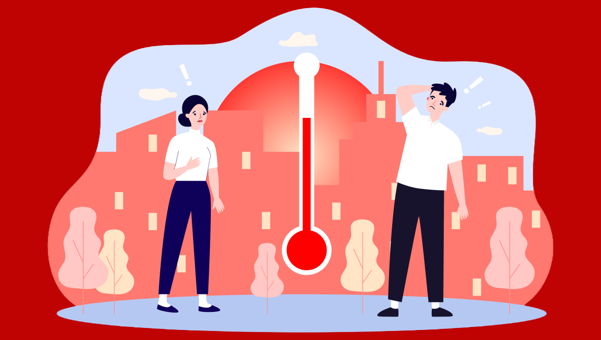 People unhappy about high temperature. Credit: BRO.vector / Shutterstock.