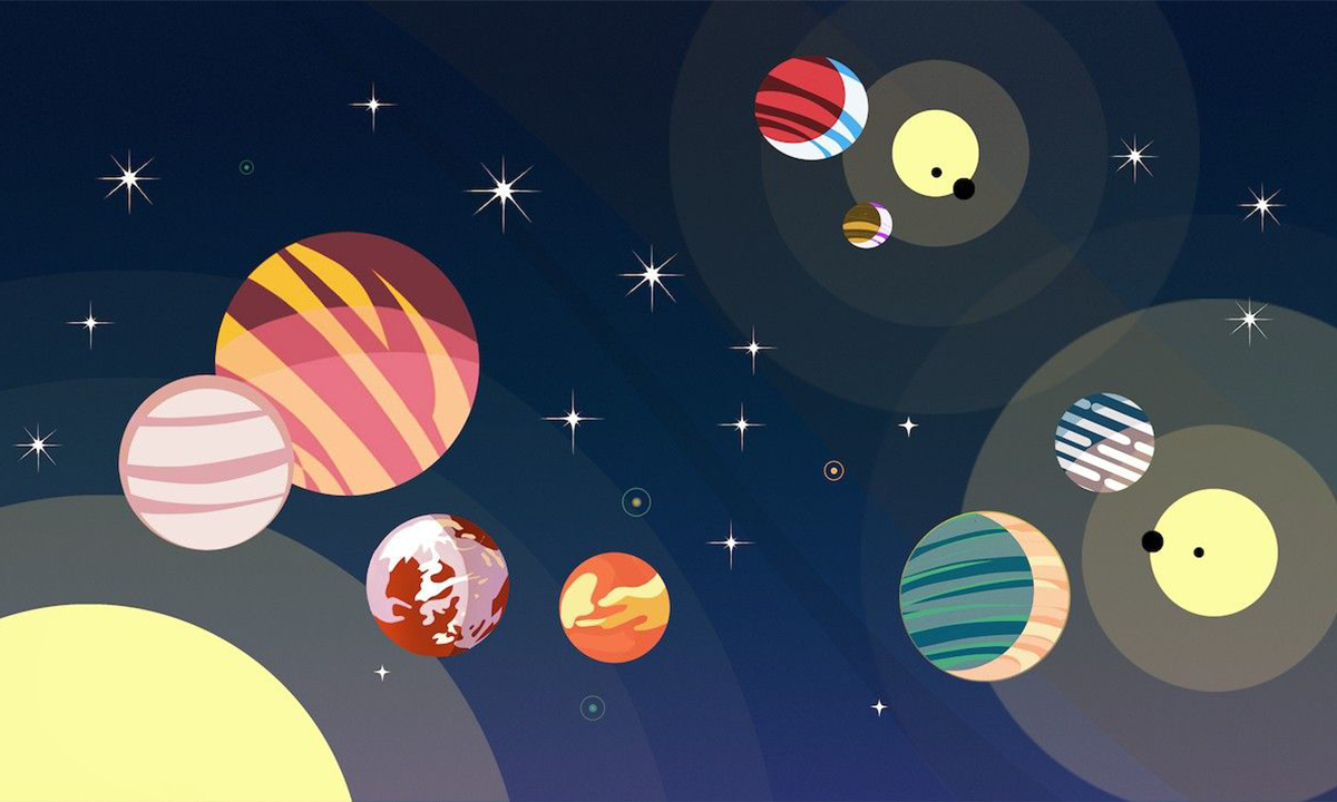 Variety is a major theme in exoplanet discoveries over the past quarter century, as shown in this illustration. Most have been discovered by the "transit" method – watching for the tiniest of shadows as a planet crosses the face of its star. Illustration: NASA/JPL-Caltech/Lizbeth B. De La Torre