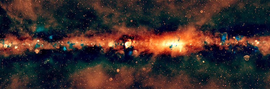The GLEAM-X view of the Milky Way, as seen from the southern hemisphere, in radio color.
