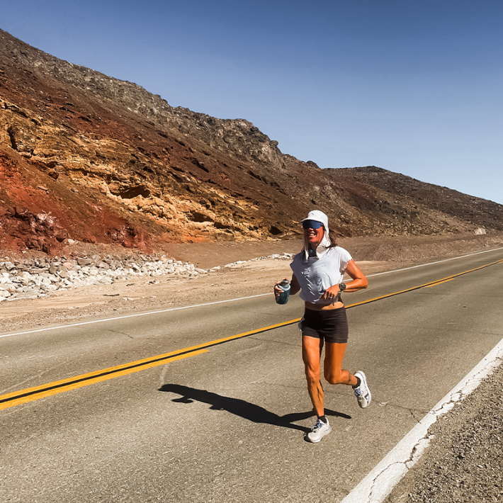 INTO THE HEAT: Ultrarunner Megan Eckert ran 135 miles across Death Valley this July in the notorious Badwater Ultramarathon. We asked her to share her recommendations about how to stay cool when temperatures get extreme. Photo courtesy of Megan Eckert.