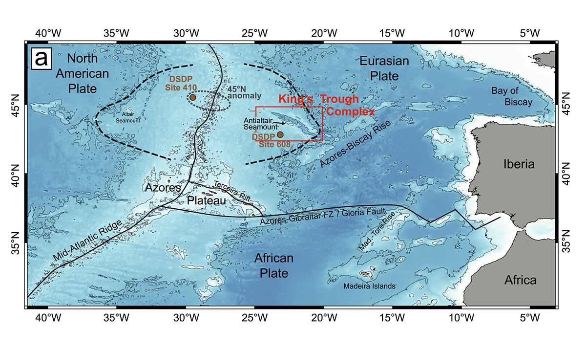 A map showing the Kings Trough Complex.