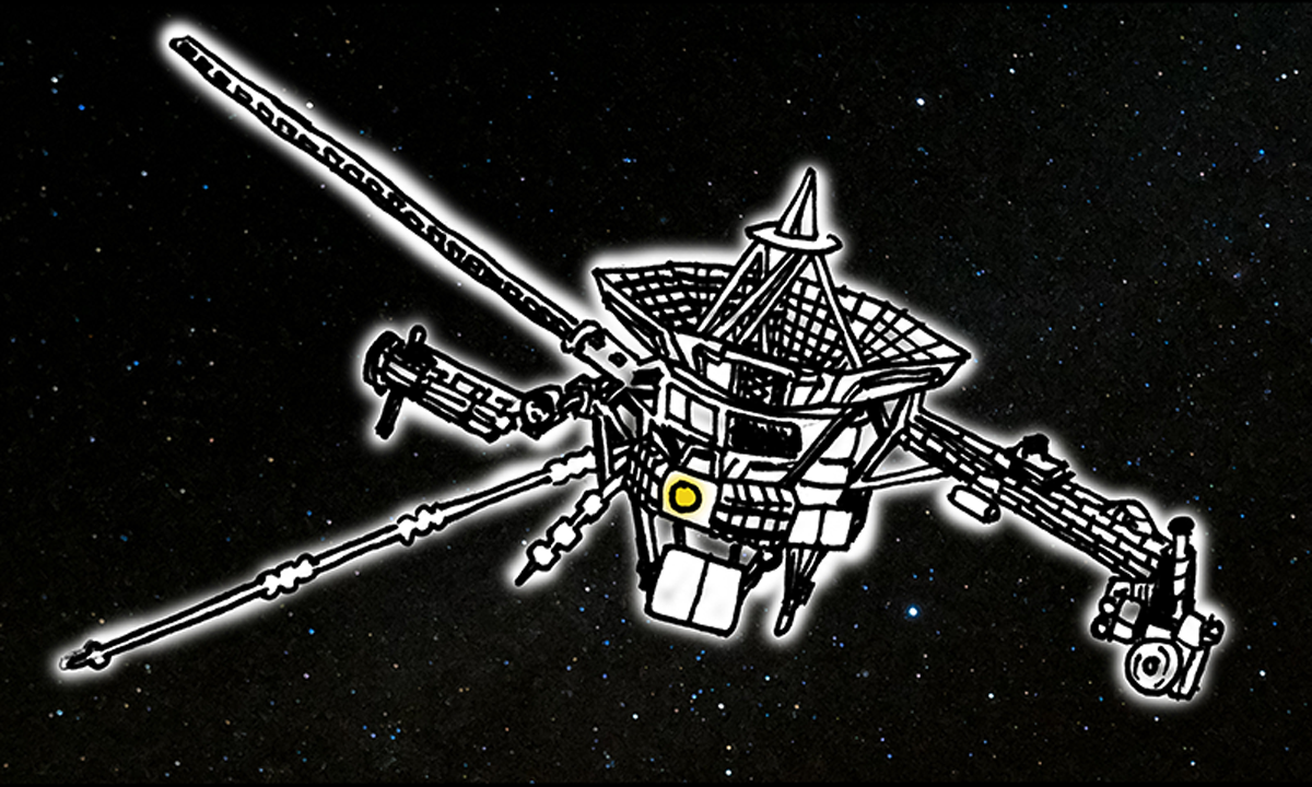 An illustrated panel from a comic depicting a spaceship.