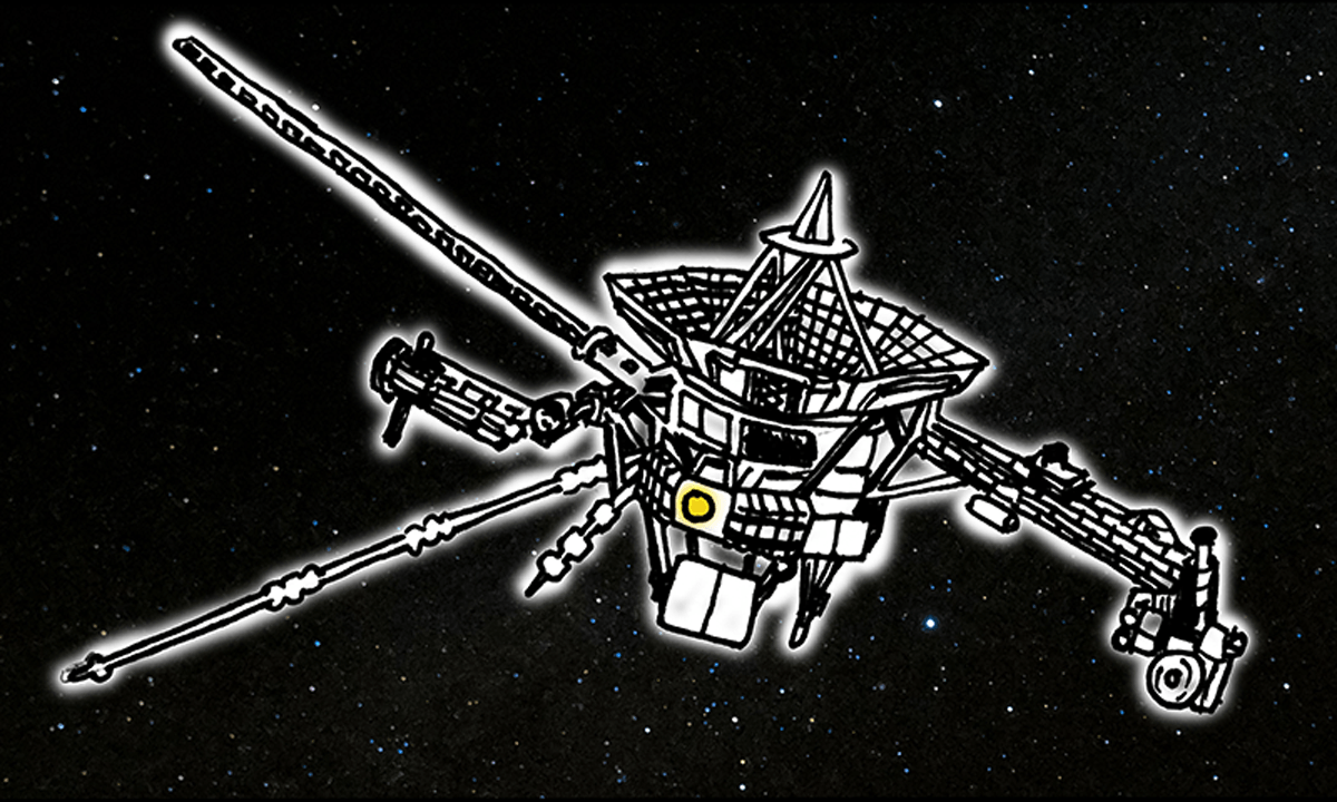 An illustrated panel from a comic depicting a spaceship.