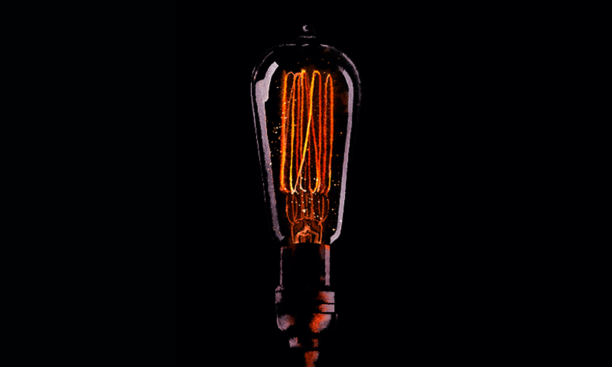 An illustration of an old-fashioned light bulb.